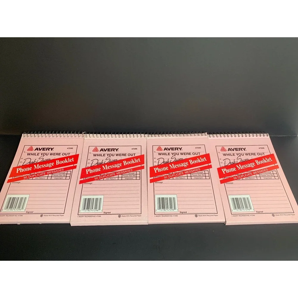 Vintage 4 Avery 47296‎ While You Were Out Phone Message Booklets Pink Retro 90s